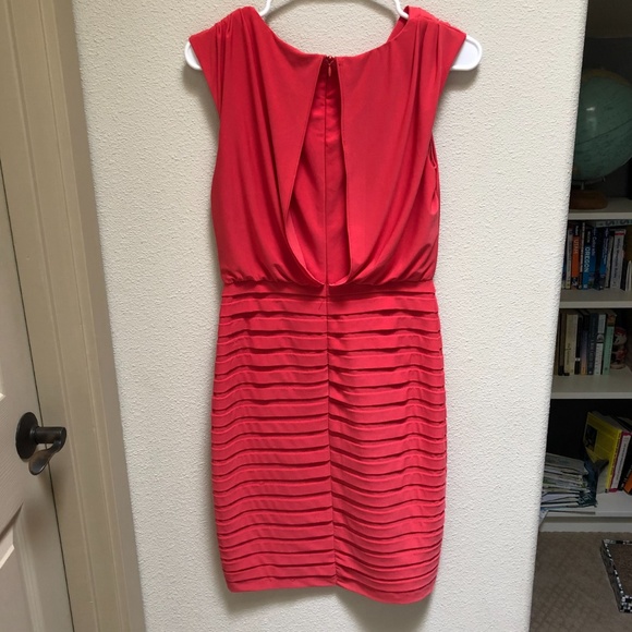 Adrianna Papell coral dress with cowl neck - Picture 3 of 4
